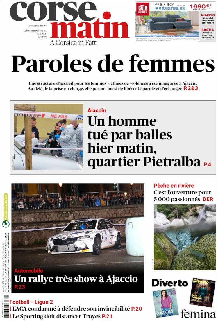 Portada de Corse-Matin (Francia)