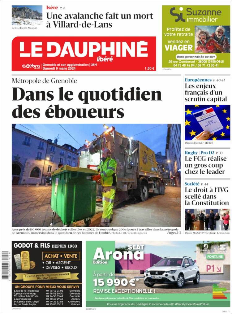 Portada de Le Dauphiné Libéré (Francia)