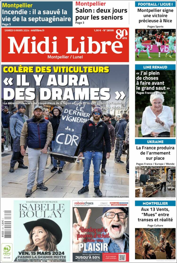 Portada de Midi Libre (Francia)