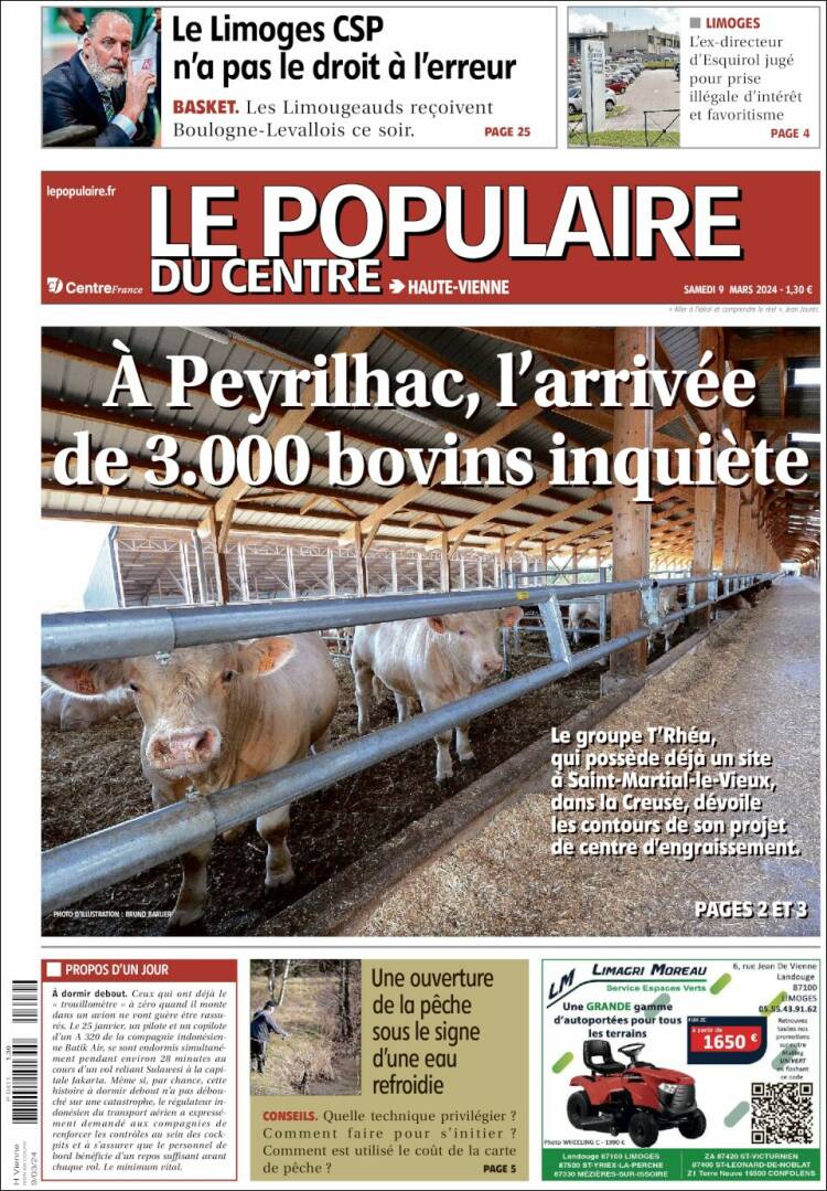 Portada de Le Populaire du Centre (Francia)