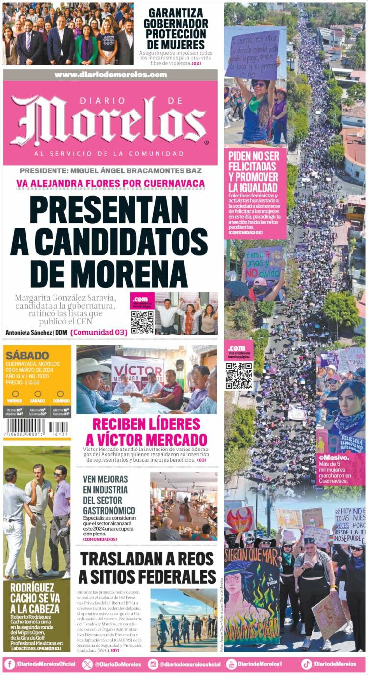 Portada de Diario de Morelos (México)