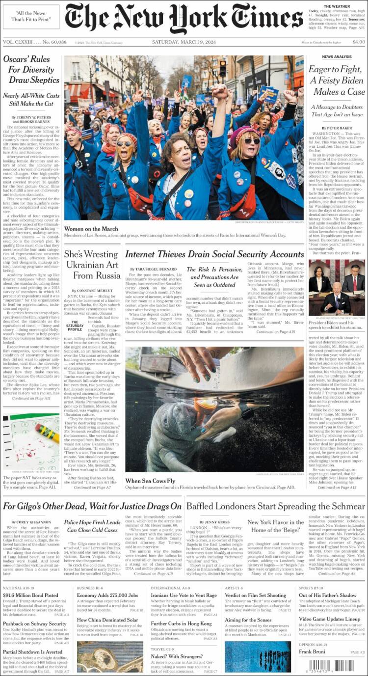 Portada de New York Times (USA)