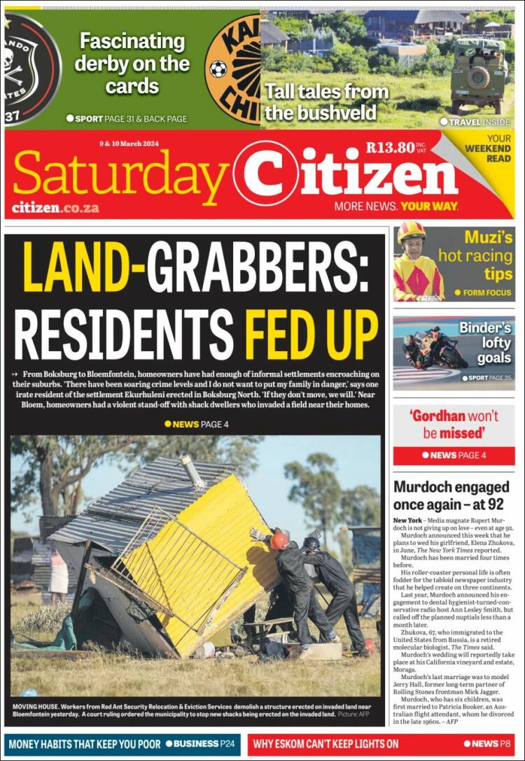 Portada de The Citizen (Sud&aacute;frica)