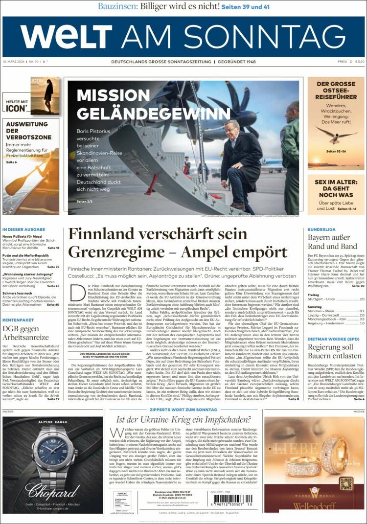 Portada de Die Welt (Alemania)