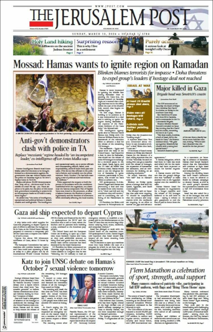 Portada de The Jerusalem Post (Israel)