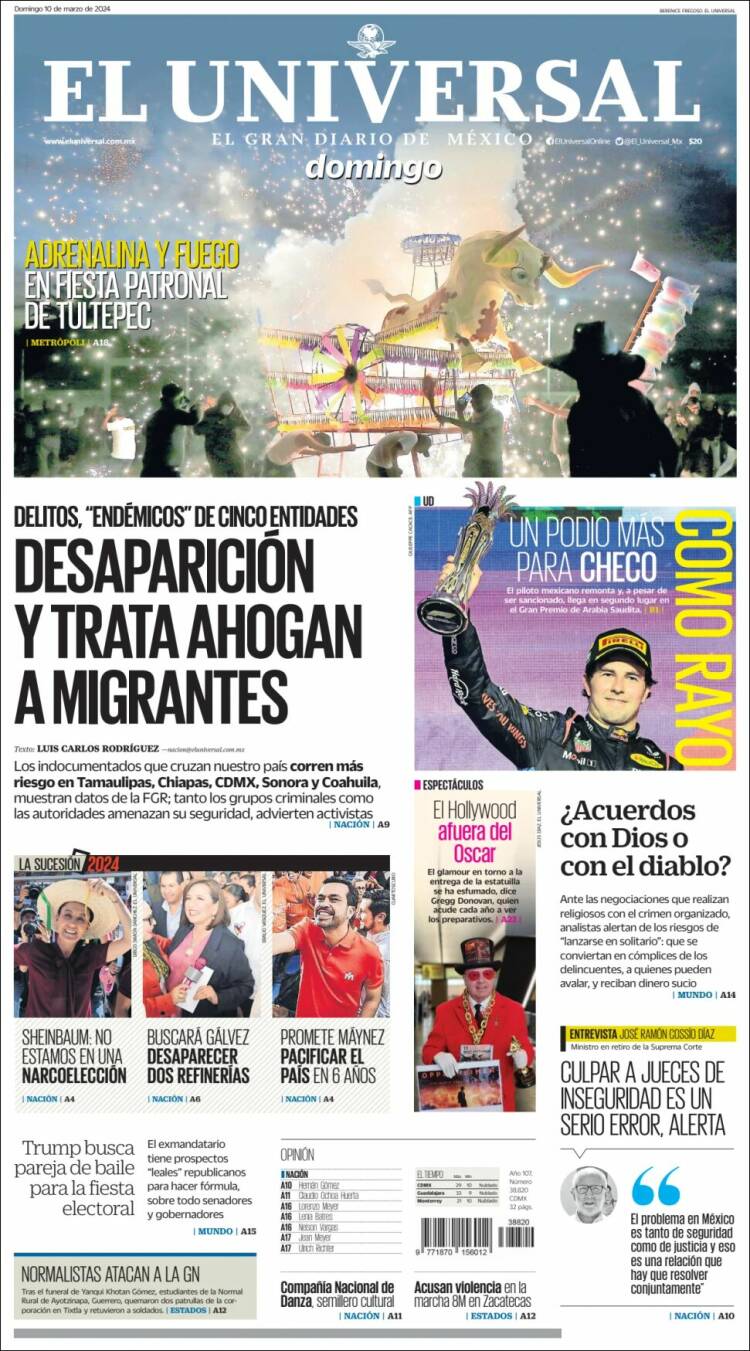 Portada de El Universal (México)