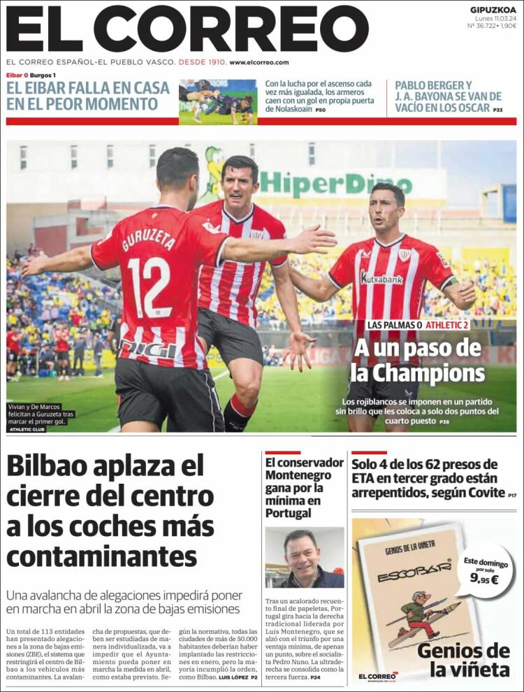 Portada de El Correo - Guipuzcoa (España)