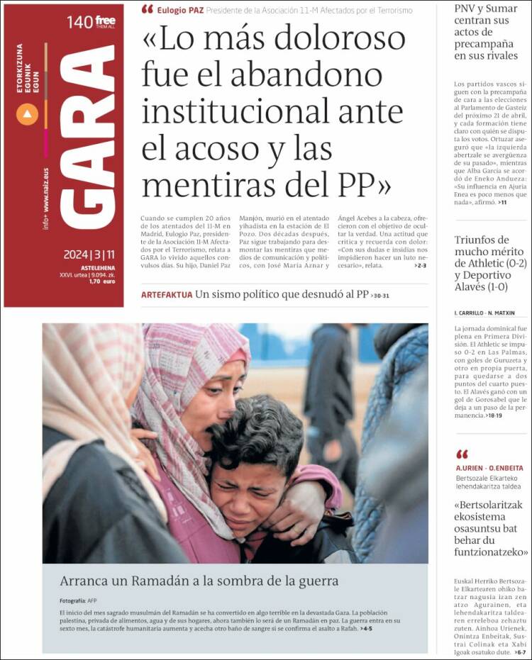 Portada de Gara (España)