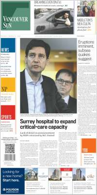 Portada de The Vancouver Sun (Canadá)