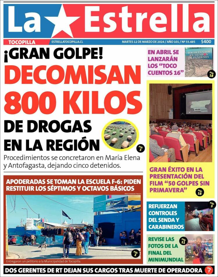 Portada de La Estrella de Tocopilla (Chile)