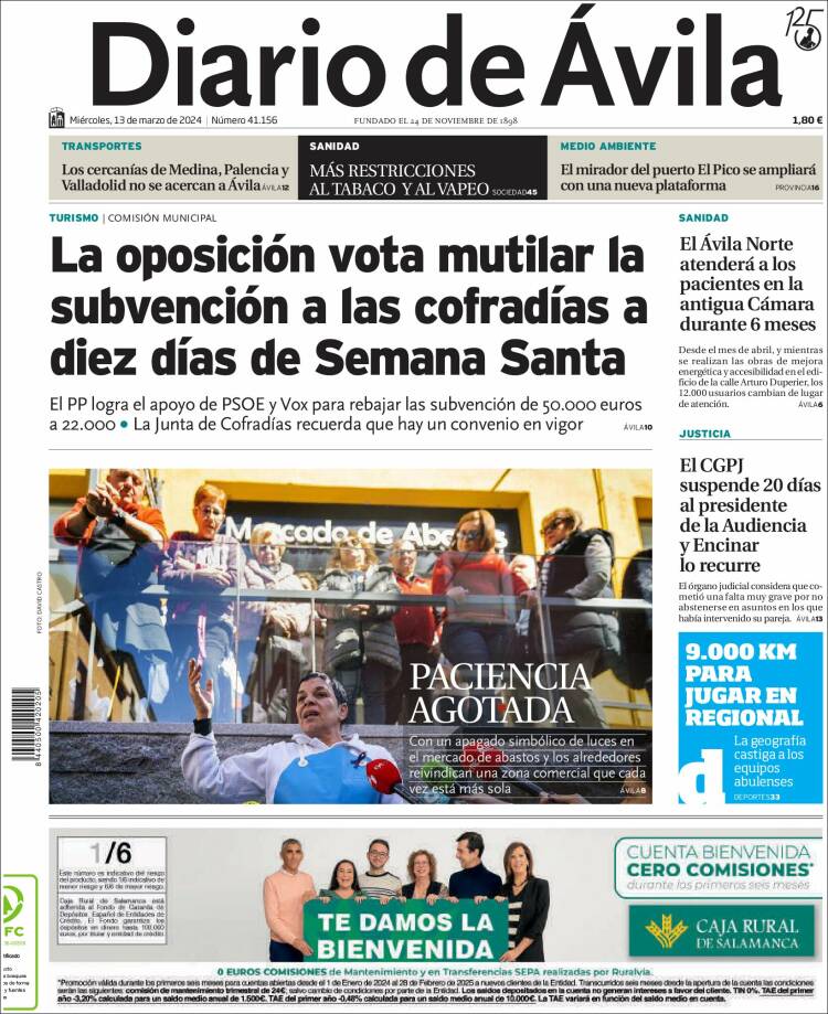 Portada de Diario de Ávila (España)