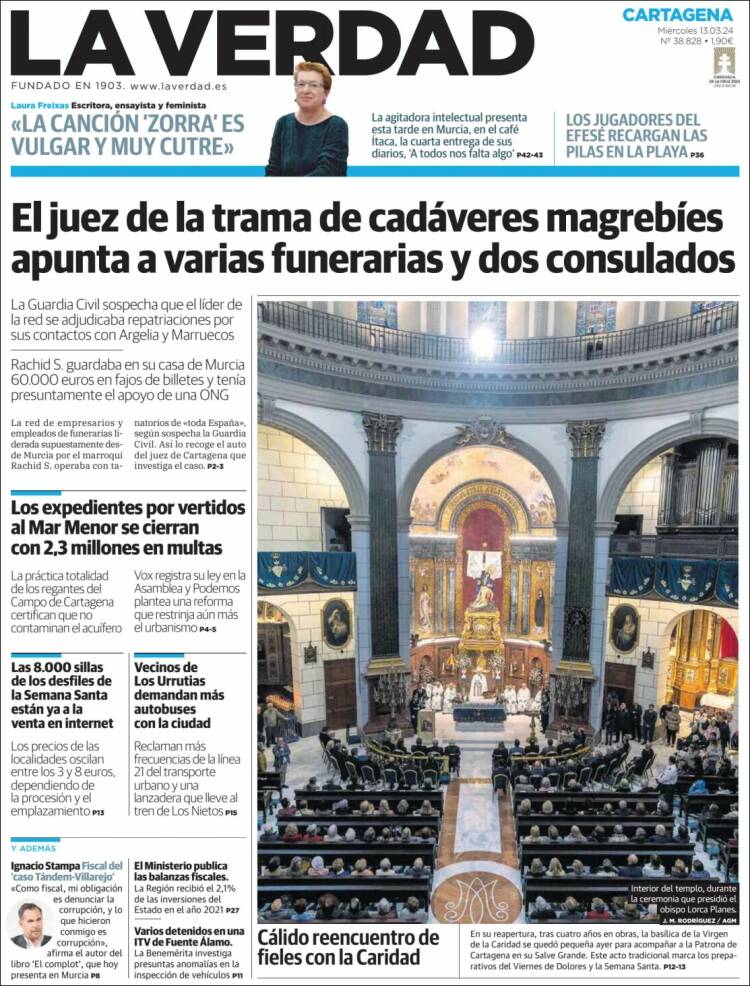 Portada de La Verdad de Cartagena (Espa&ntilde;a)