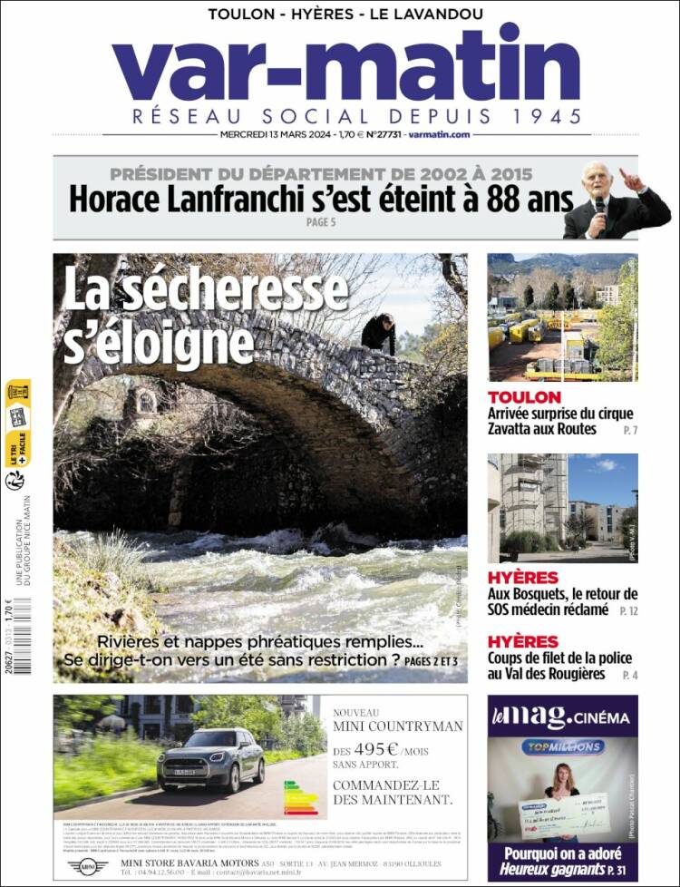 Portada de Var-Matin (Francia)