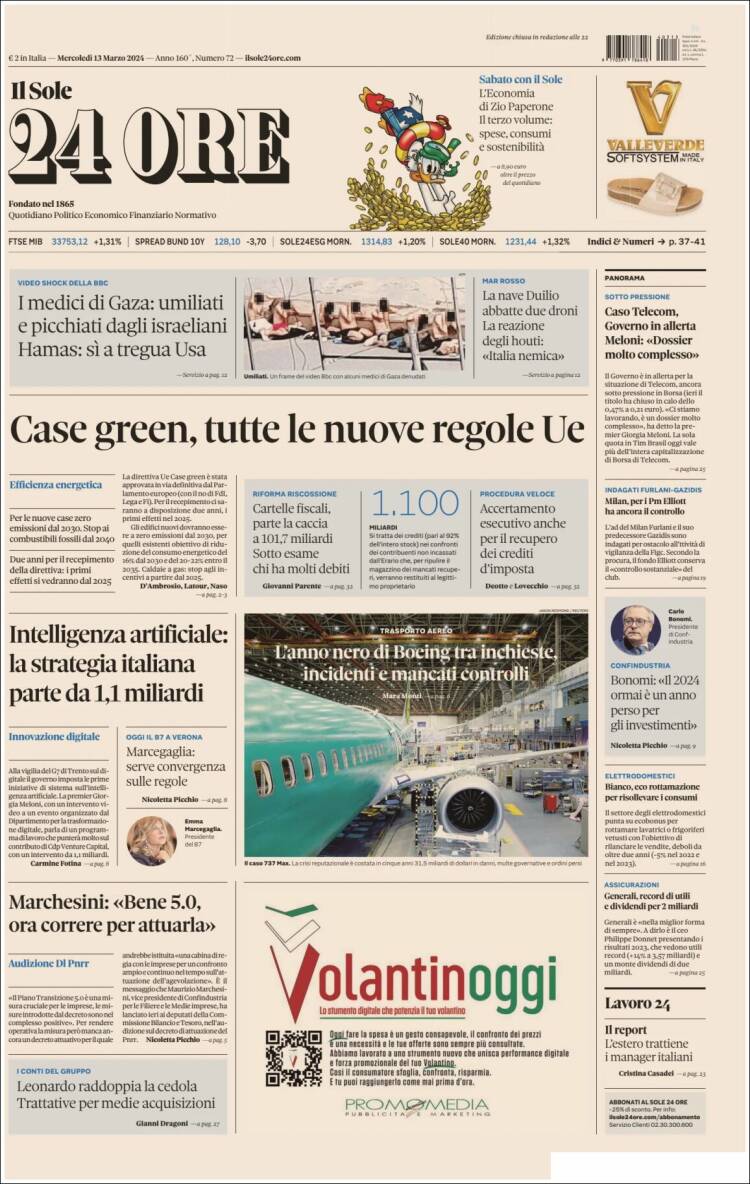 Portada de Il Sole 24 ORE (Italia)