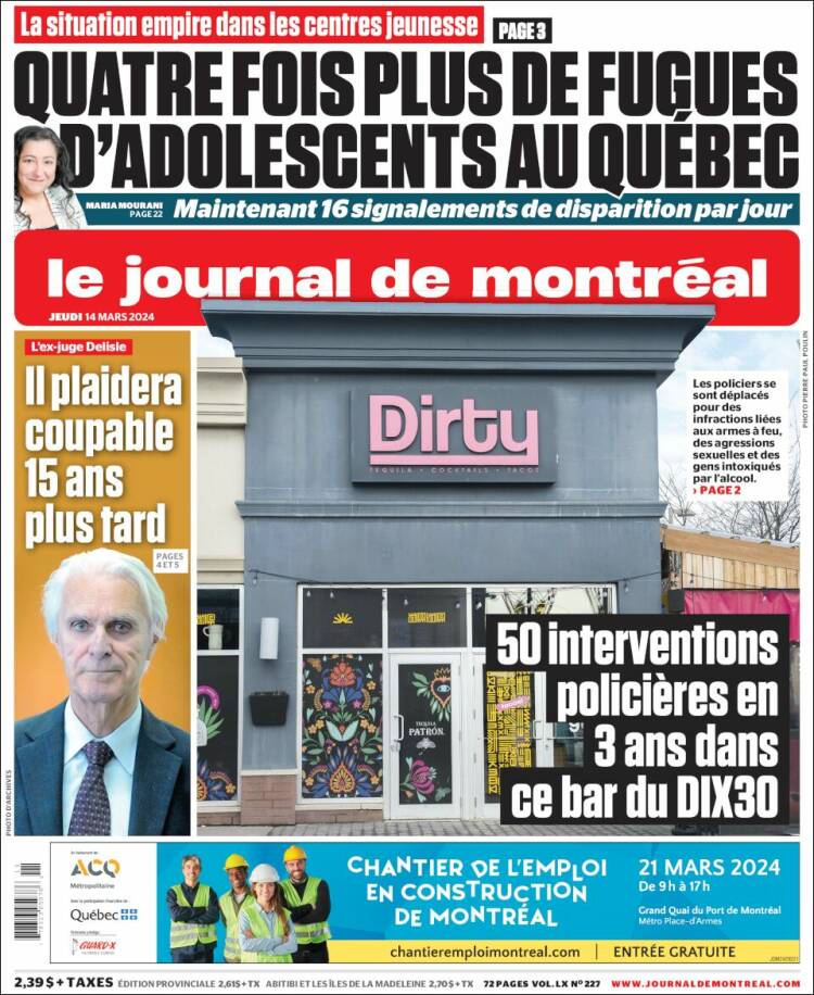 Portada de Le Journal de Montréal (Canadá)