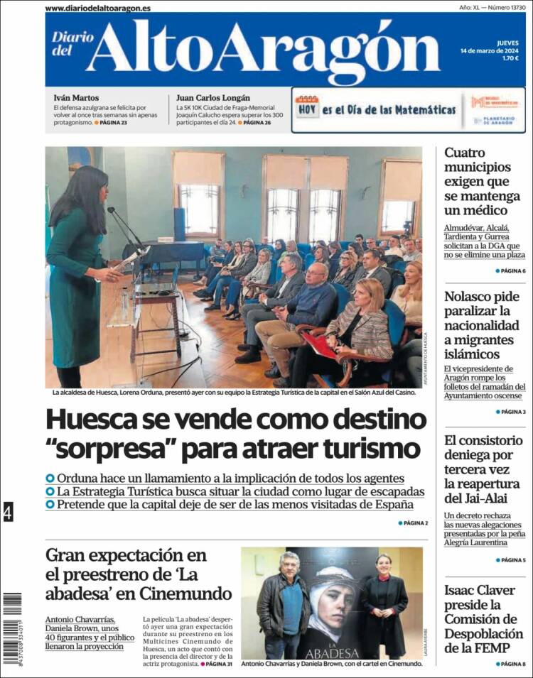 Portada de Diario del AltoAragón (España)
