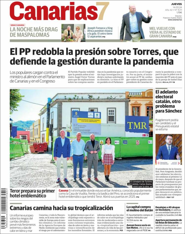 Portada de Canarias 7 (España)