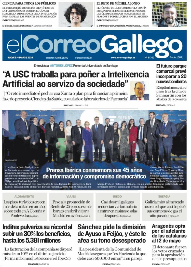 Portada de El Correo Gallego (España)