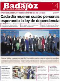 Portada de La Crónica de Badajoz (España)