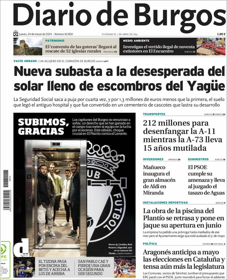 Portada de Diario de Burgos (España)