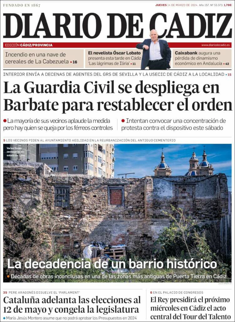 Portada de Diario de Cádiz (España)