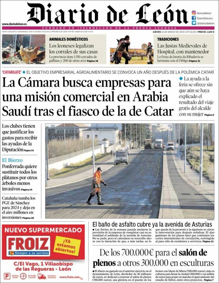 Portada de Diario de León (España)