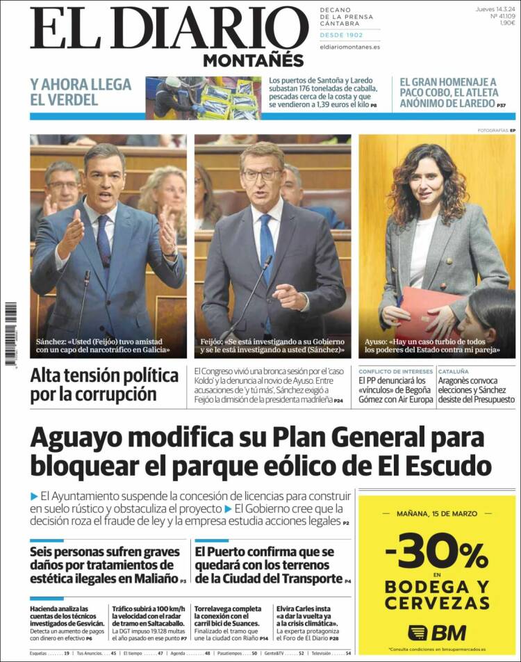 Portada de El Diario Montañés (España)