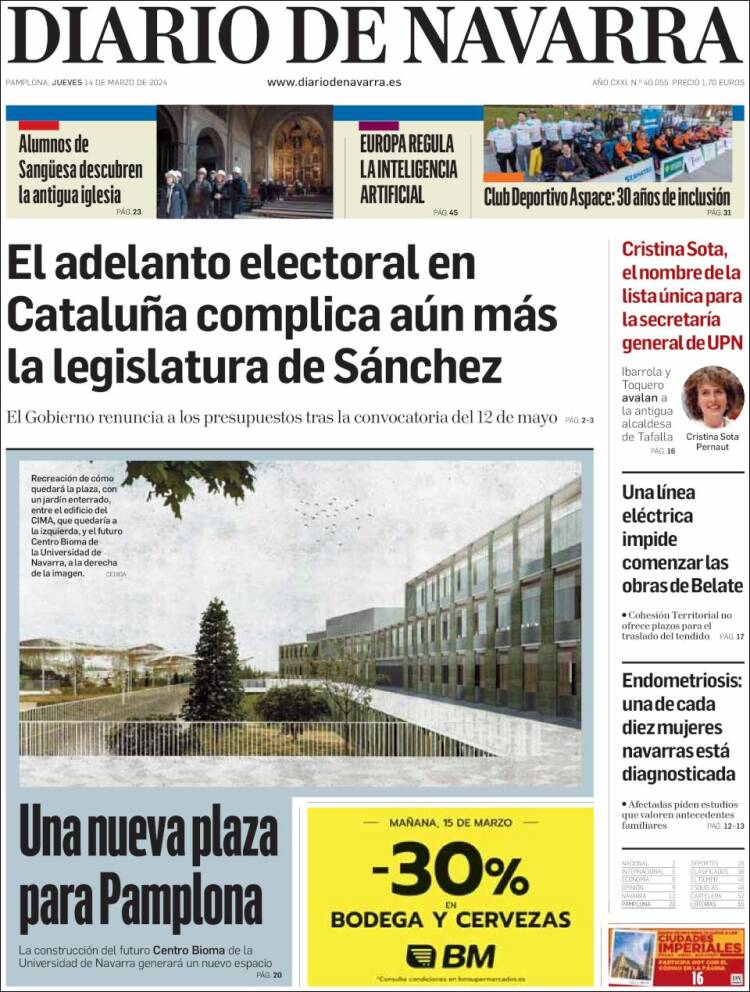 Portada de Diario de Navarra (España)