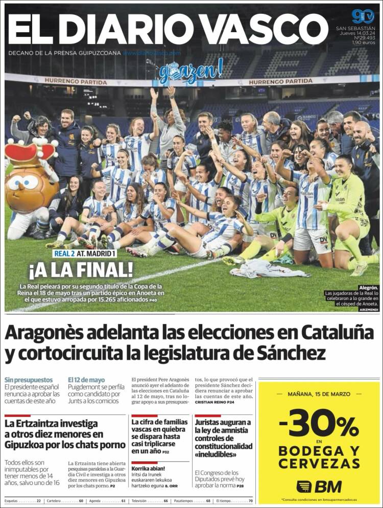 Portada de Diario Vasco (España)