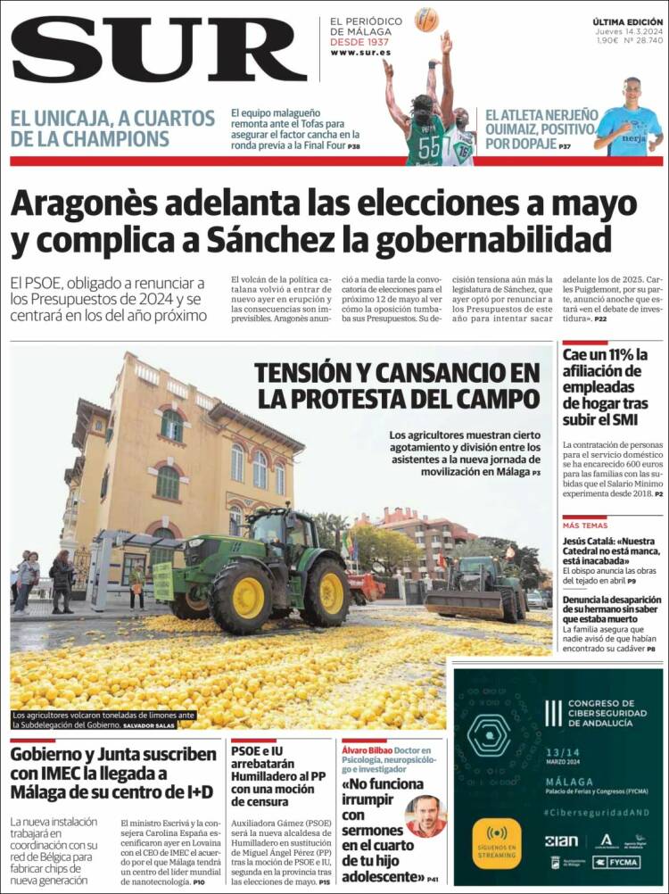 Portada de Diario el Sur (España)