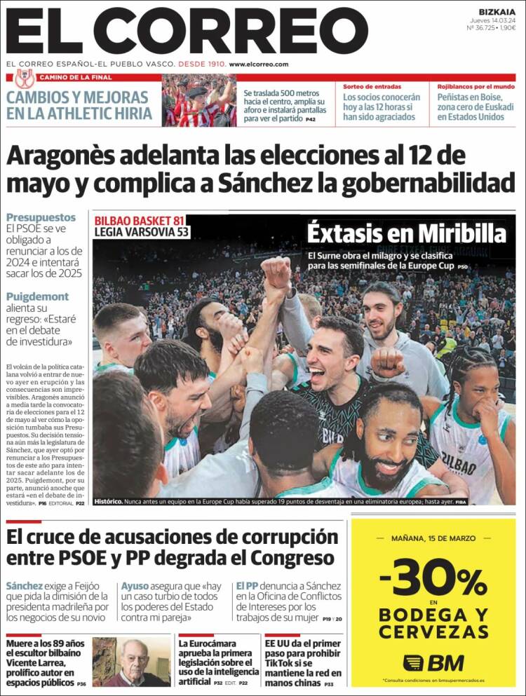 Portada de El Correo (España)