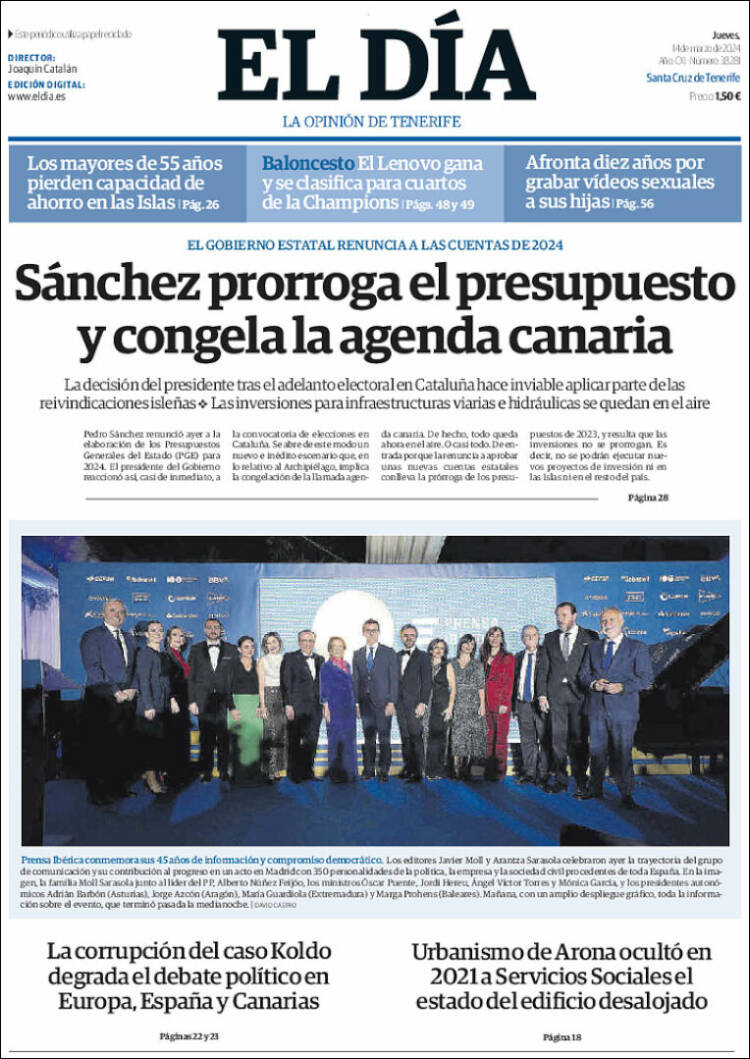 Portada de El Día (España)