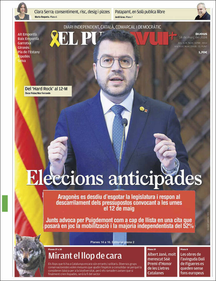 Portada de El Punt Avui - Girona (España)