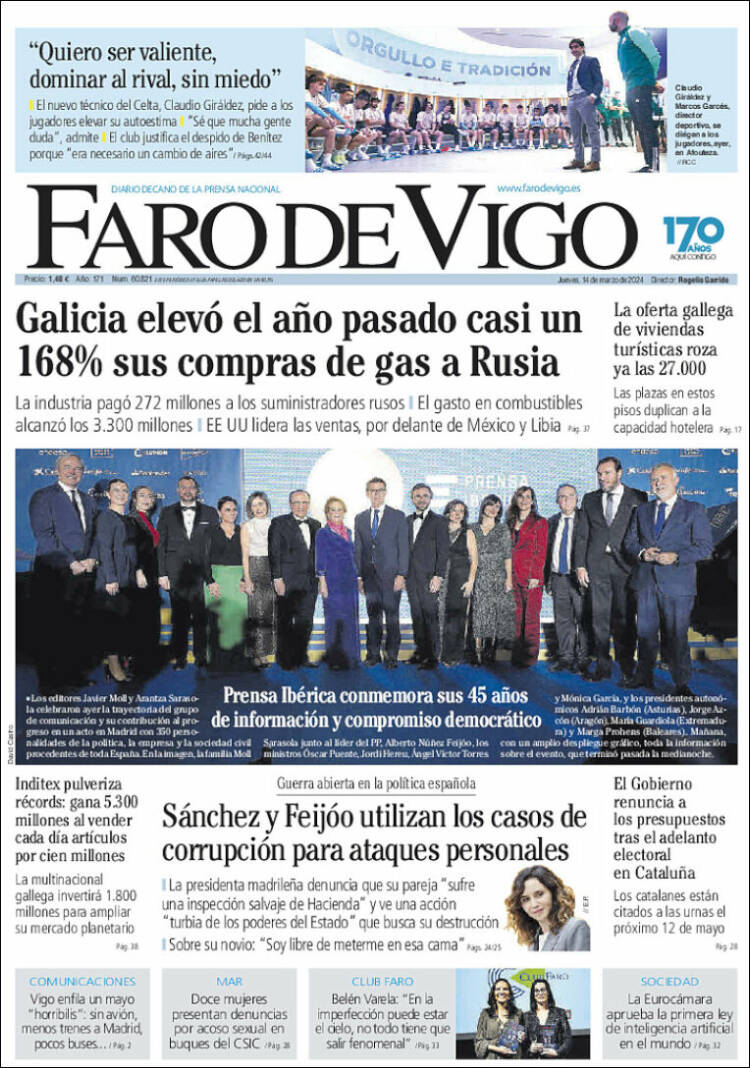 Portada de Faro de Vigo (España)