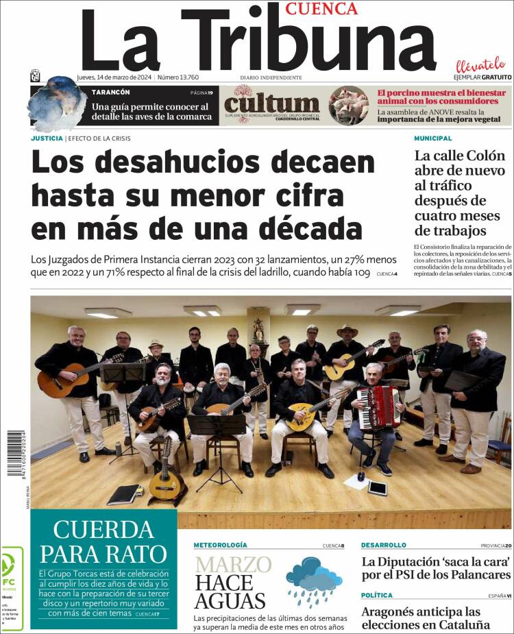 Portada de La Tribuna de Cuenca (España)