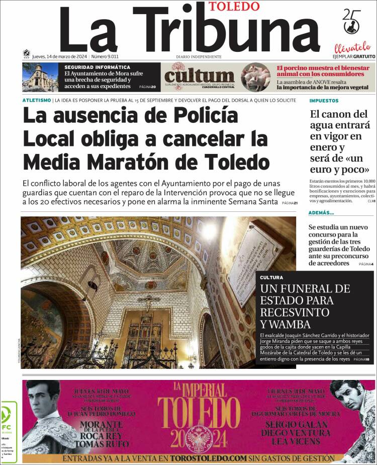 Portada de La Tribuna de Toledo (España)