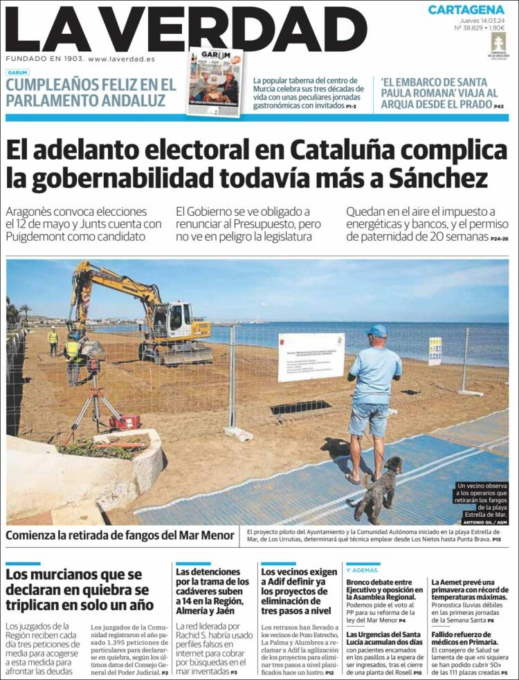 Portada de La Verdad de Cartagena (España)