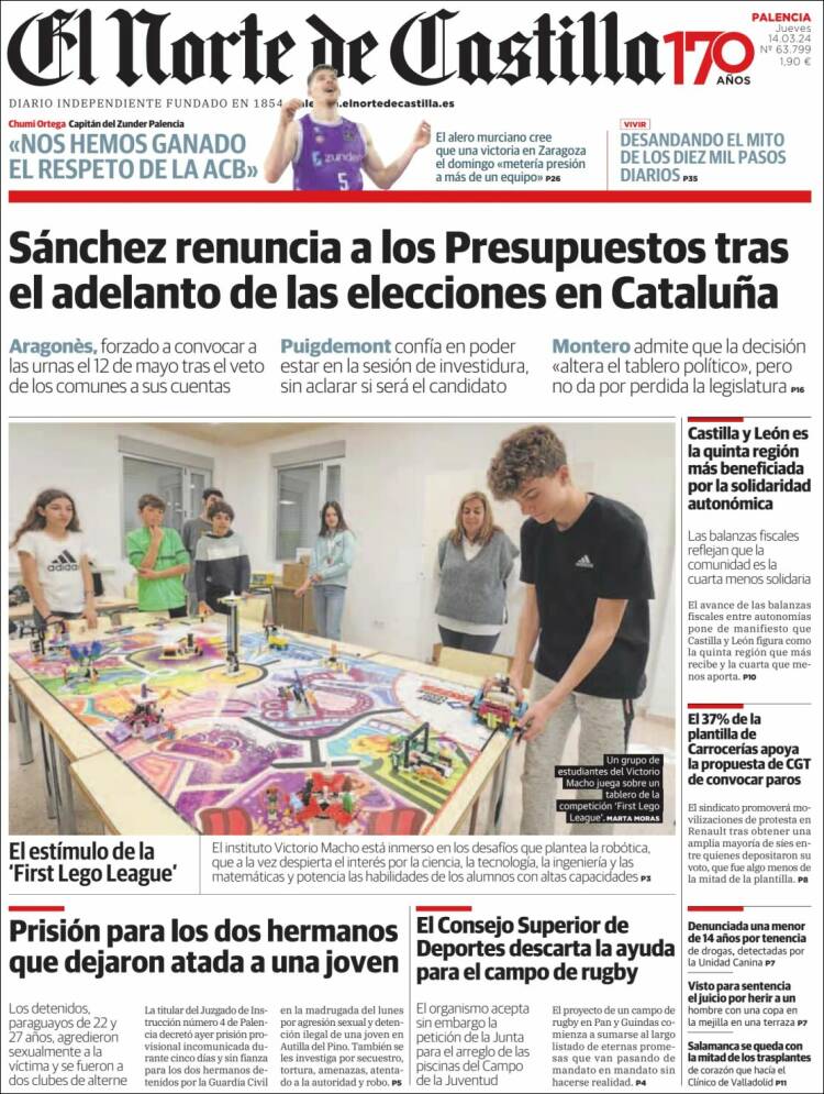 Portada de Norte de Castilla - Palencia (España)