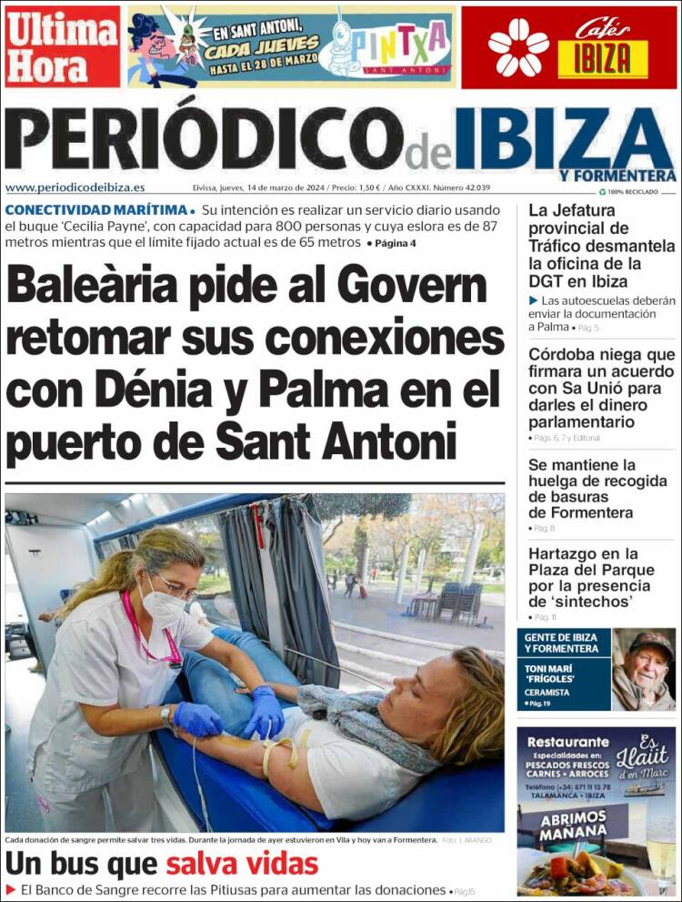 Portada de Periódico de Ibiza (España)