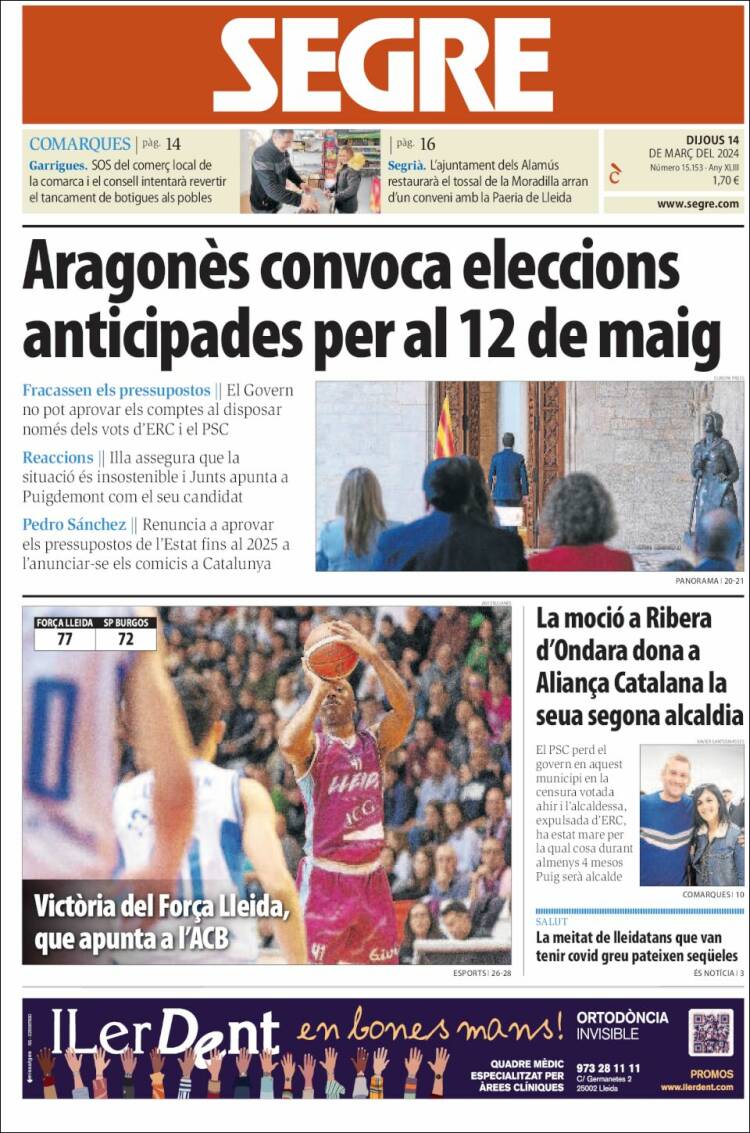 Portada de Segre (España)