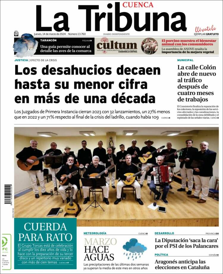 Portada de La Tribuna de Cuenca (España)