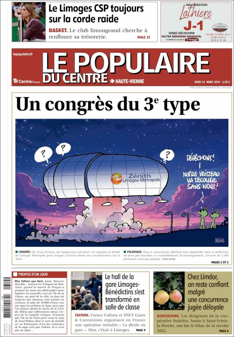 Portada de Le Populaire du Centre (Francia)