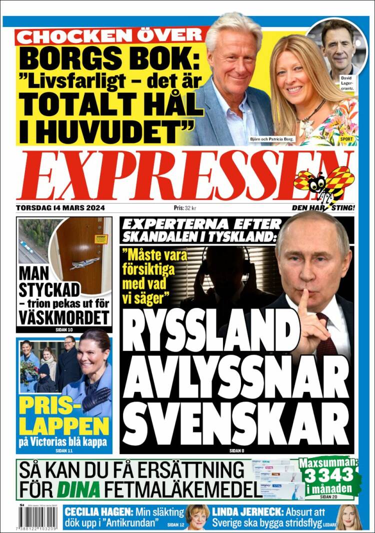 Portada de Expressen (Suecia)