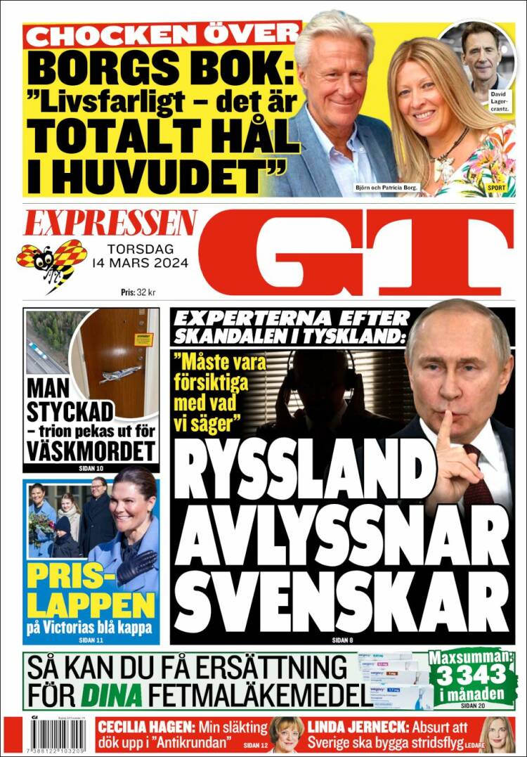 Portada de Göteborgstidningen (Suecia)