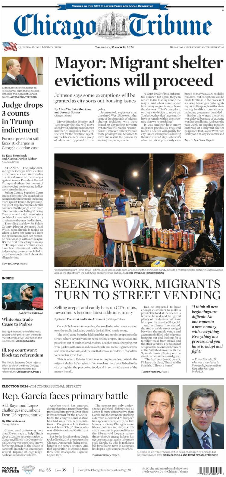 Portada de Chicago Tribune (USA)