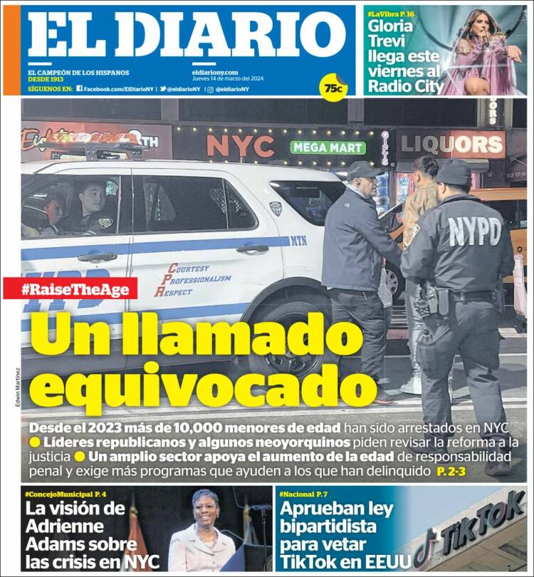 Portada de El Diario NY (USA)
