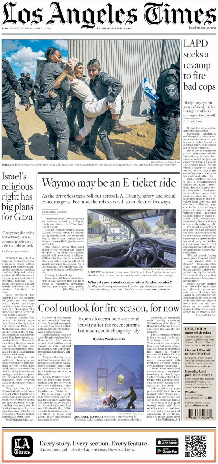 Portada de Los Angeles Times (USA)