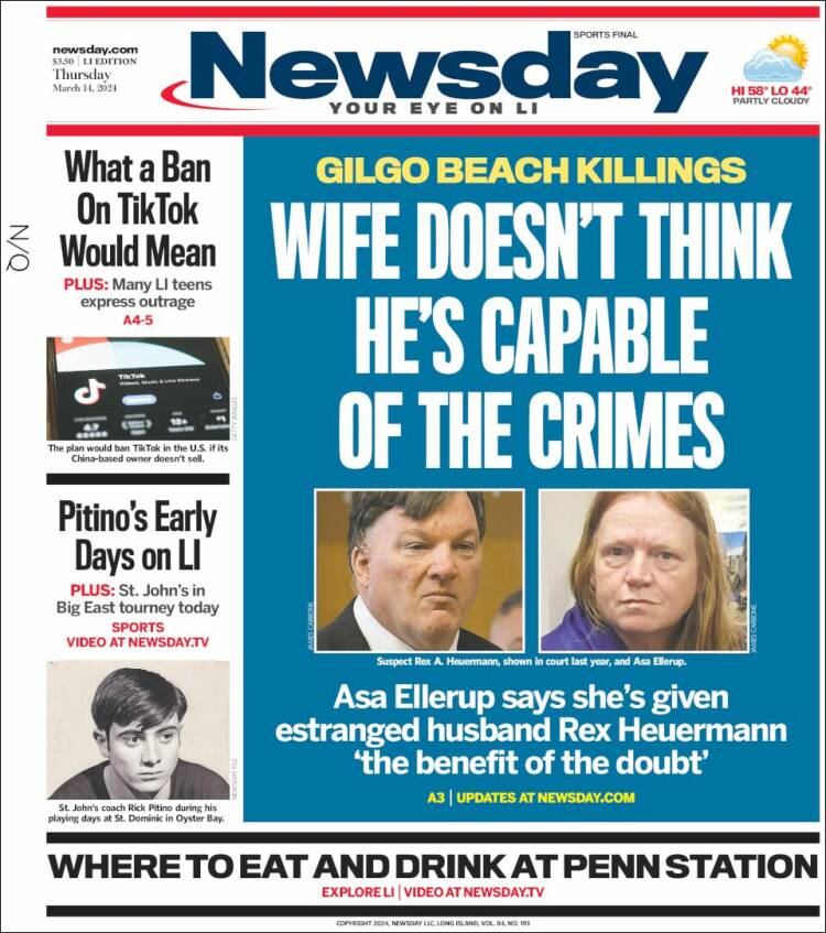Portada de Newsday (USA)