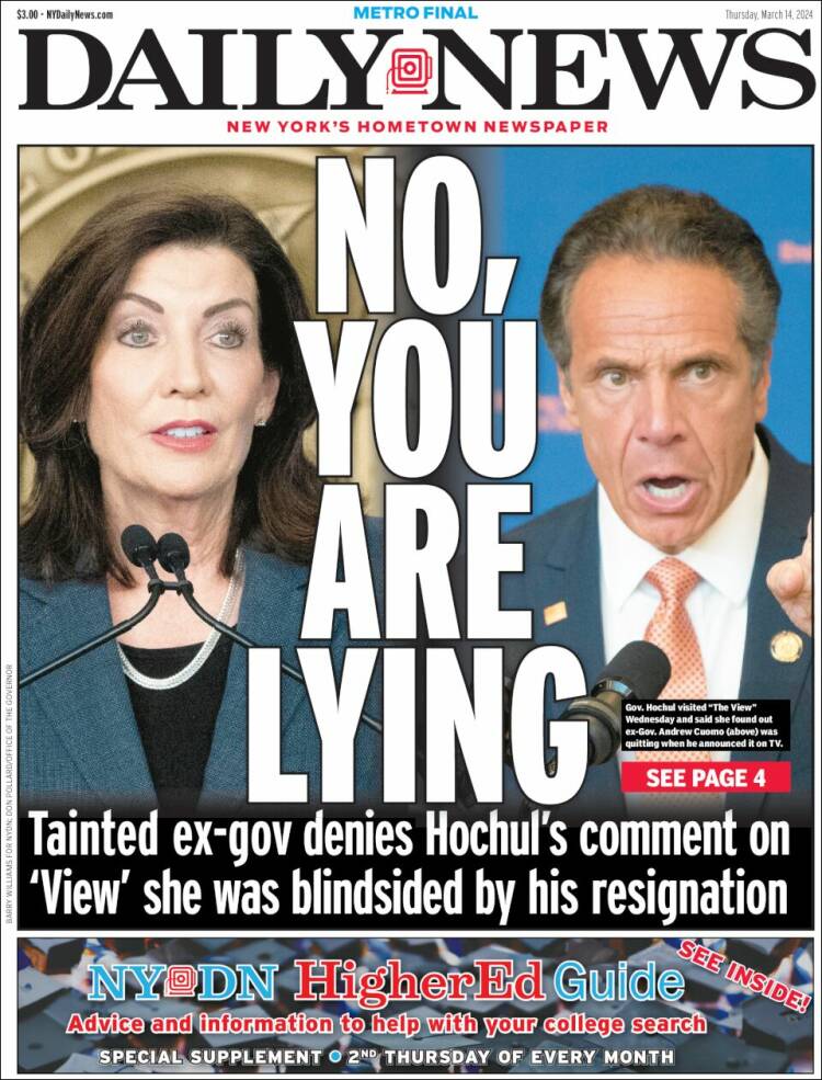 Portada de Daily News - New York (USA)