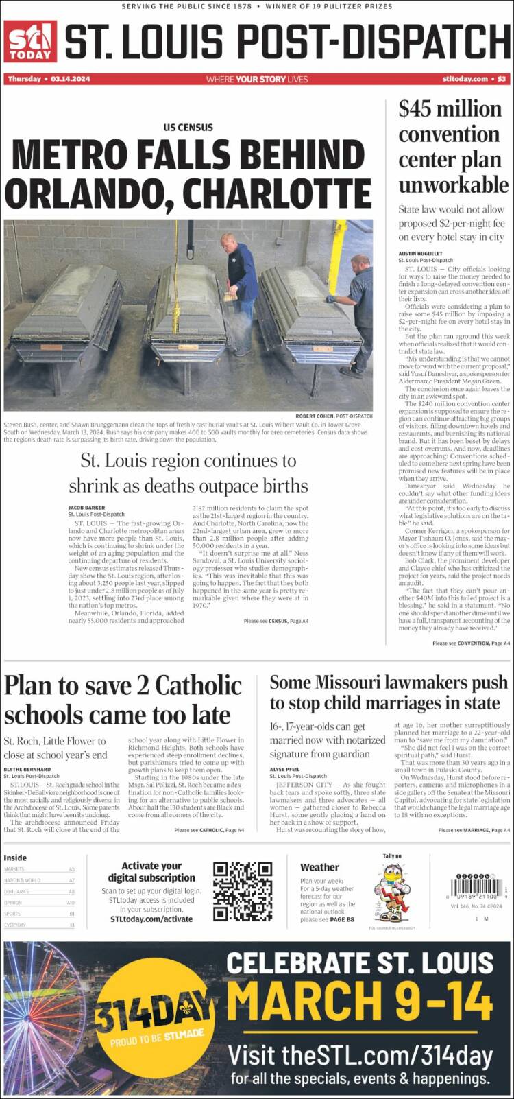 Portada de St. Louis Post-Dispatch (USA)